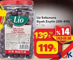 LİO SALAMURA SİYAH ZEYTİN (351-410) 1 KG